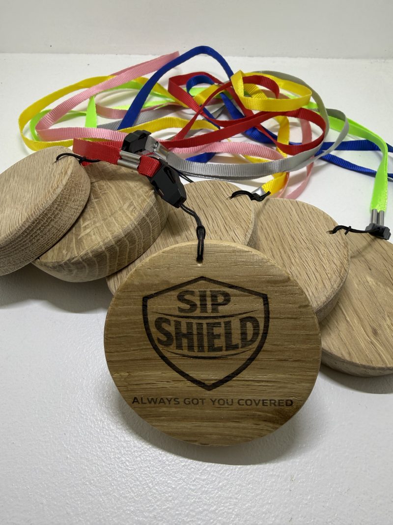 Hand crafted wooden Sip Shield - can cover