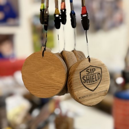 Hand crafted wooden Sip Shield - can cover