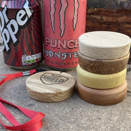 Hand crafted wooden Sip Shield - can cover