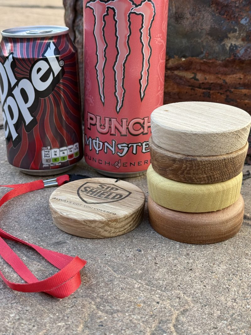 Hand crafted wooden Sip Shield - can cover