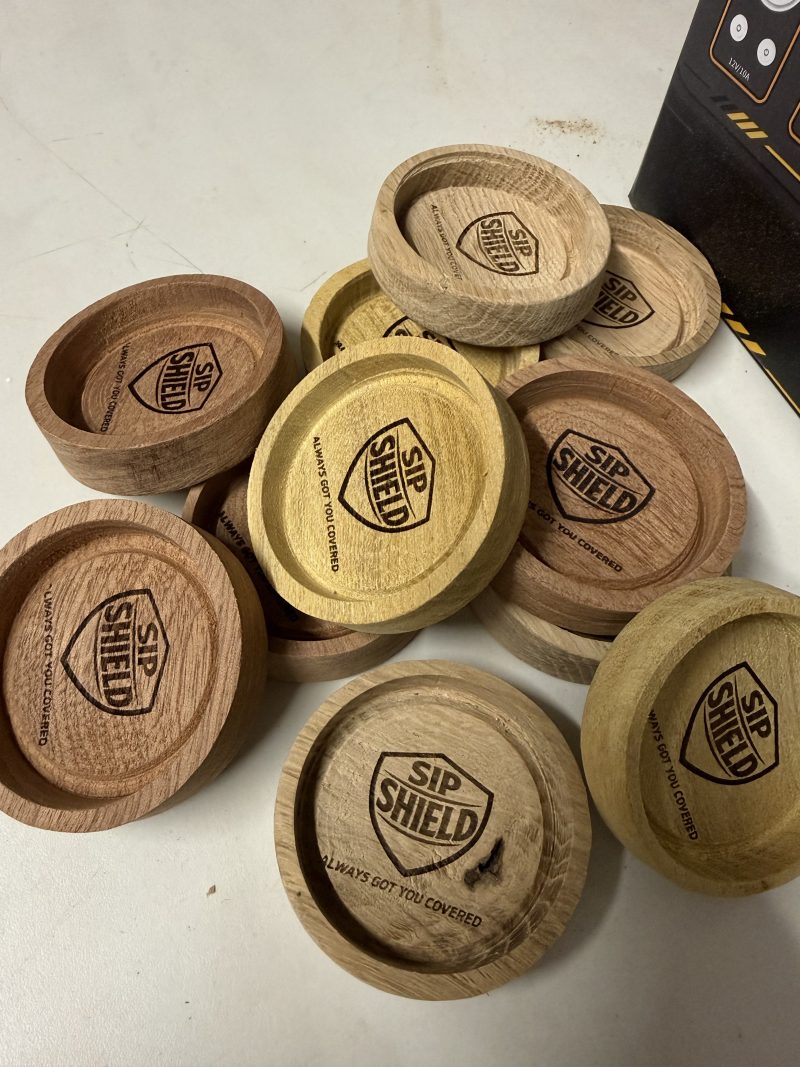 Hand crafted wooden Sip Shield - can cover