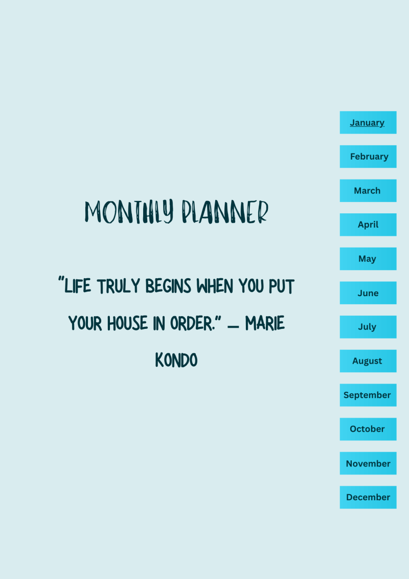 Yearly Planner - Digital - Fillable PDF File