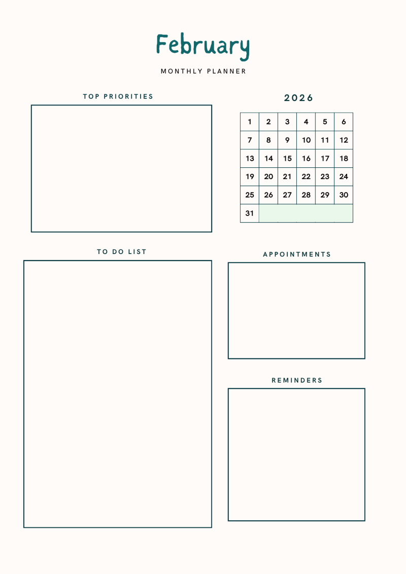 Yearly Planner - Digital - Fillable PDF File