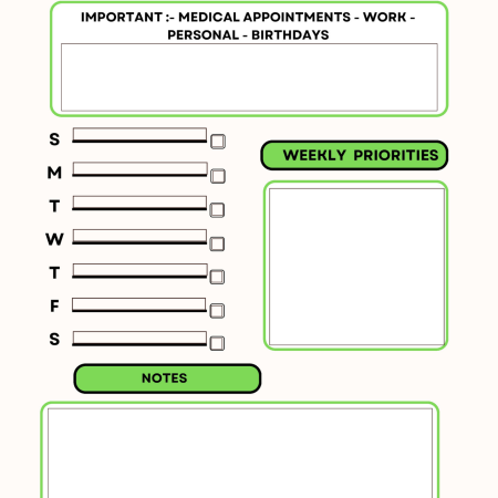 Weekly Planner - Digital - Fillable