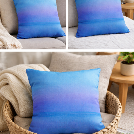 Blue pastel seascape decorative cushion