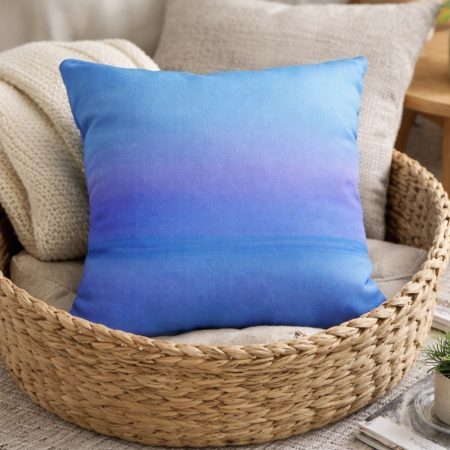 Blue pastel seascape decorative cushion
