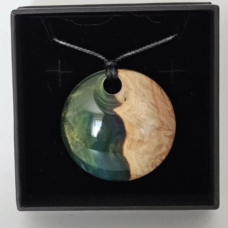 Handmade Resin and Australian Red Mallee Burr Pendant with Chord