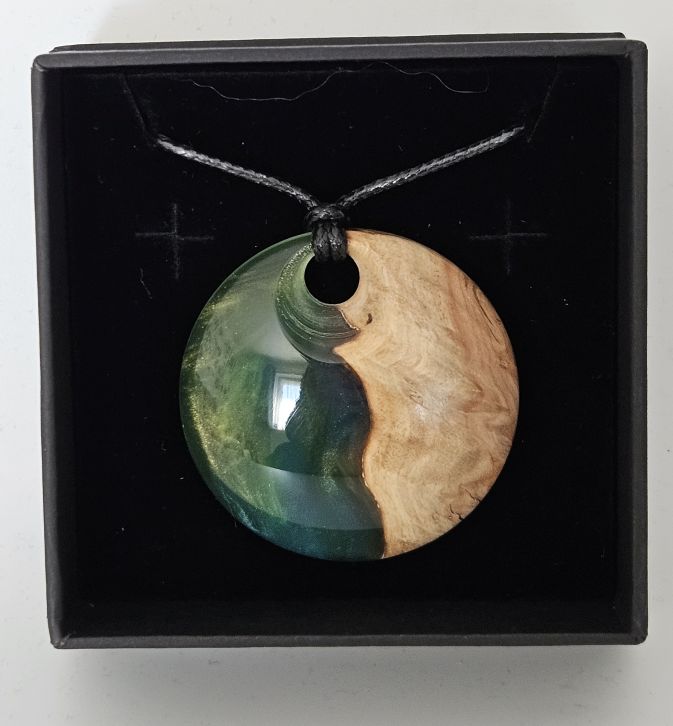 Handmade Resin and Australian Red Mallee Burr Pendant with Chord