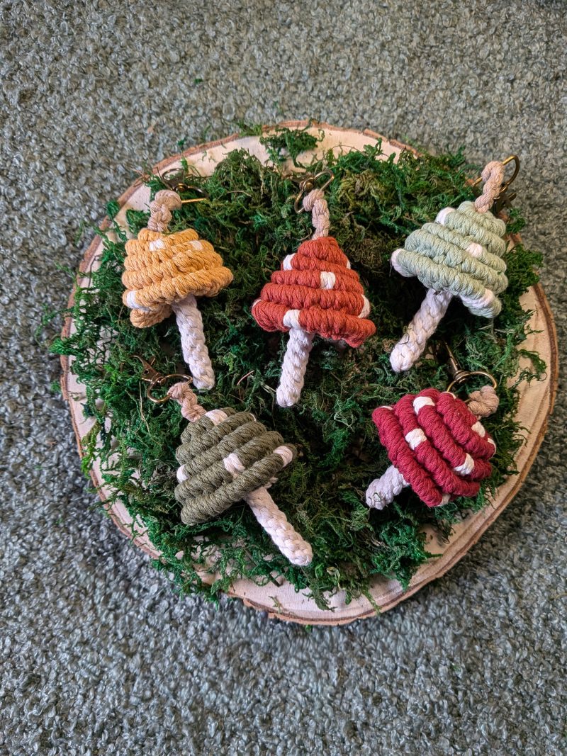 Handmade Macrame Mushroom Keyring | Boho Bag Charm | Cute Gift Idea | Handmade Keychain
