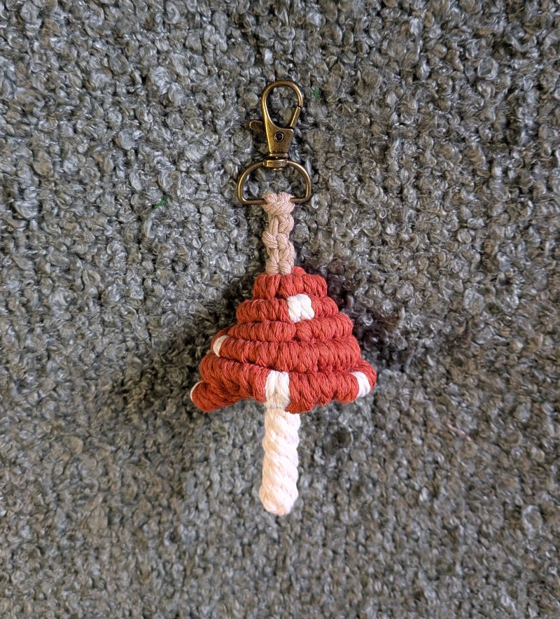 Handmade Macrame Mushroom Keyring | Boho Bag Charm | Cute Gift Idea | Handmade Keychain