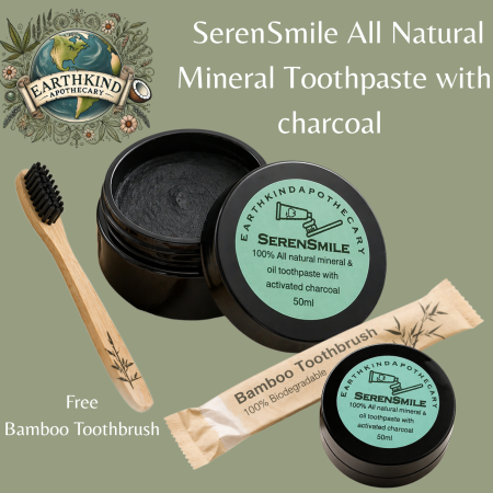 SerenSmile All Natural oil and mineral toothpaste with charcoal