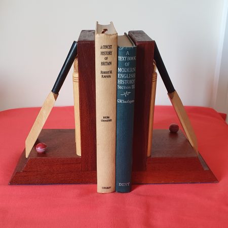 Pair of hand made wooden Cricket themed Bookends