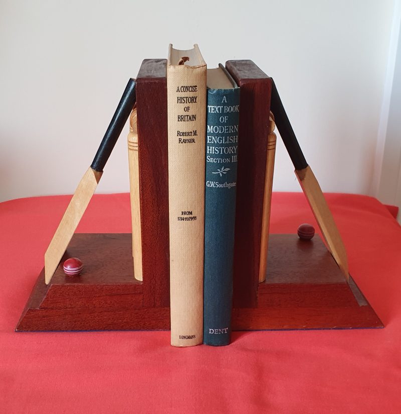 Pair of hand made wooden Cricket themed Bookends