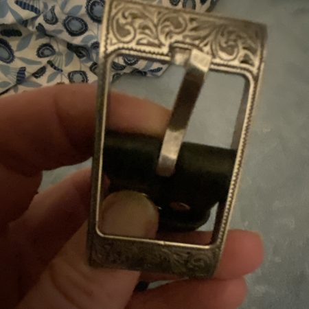 Black belt Italian leather with Laramie silver western buckle