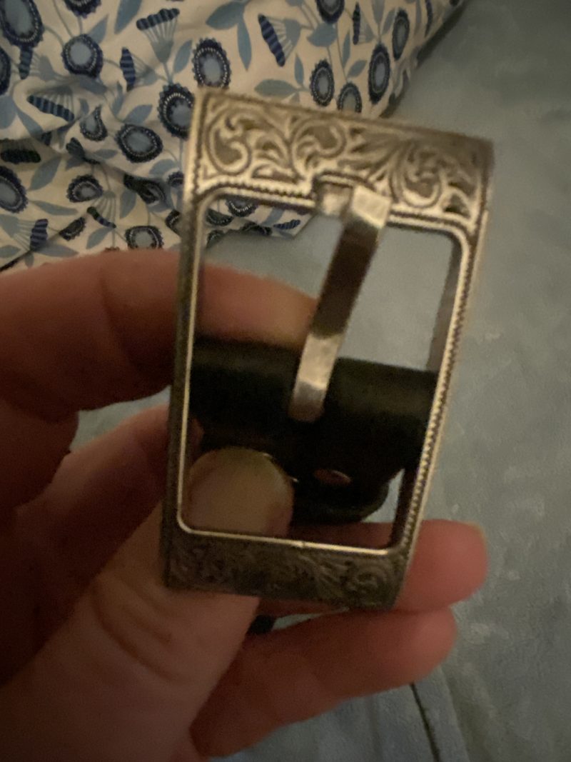 Black belt Italian leather with Laramie silver western buckle