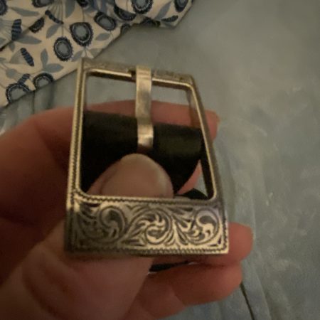 Black belt Italian leather with Laramie silver western buckle