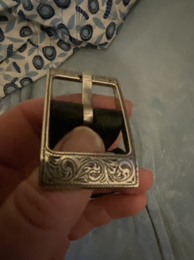 Black belt Italian leather with Laramie silver western buckle