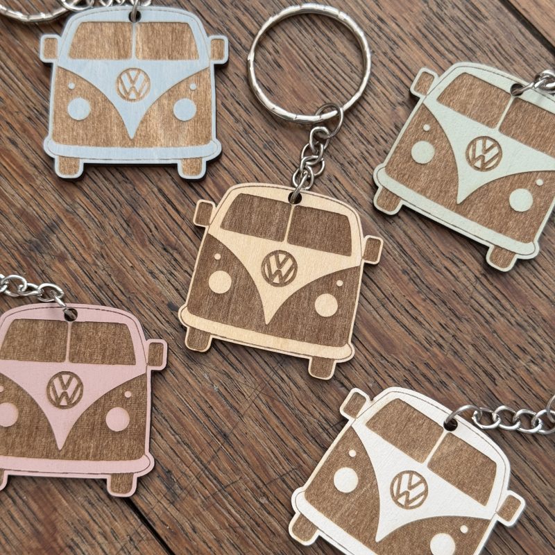 Engraved Wooden Camper Van Keyring