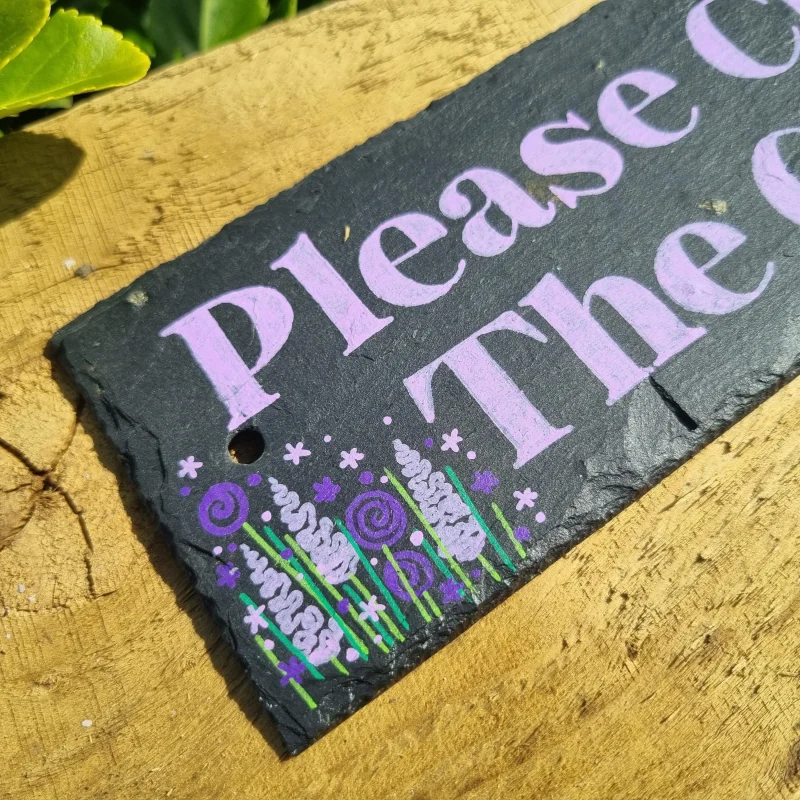 Hand Painted Please Close The Gate Garden Sign - Floral