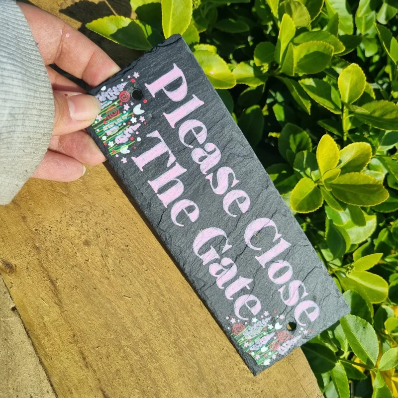 Hand Painted Please Close The Gate Garden Sign - Floral
