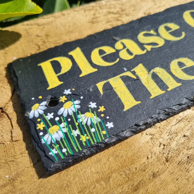 Hand Painted Please Close The Gate Garden Sign - Floral