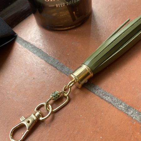 Absolutely stunning bag charm or keyring brass and cubic zaconia imbelishment