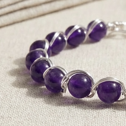 Handmade Wire Wrapped Purple Chalcedony Bangle