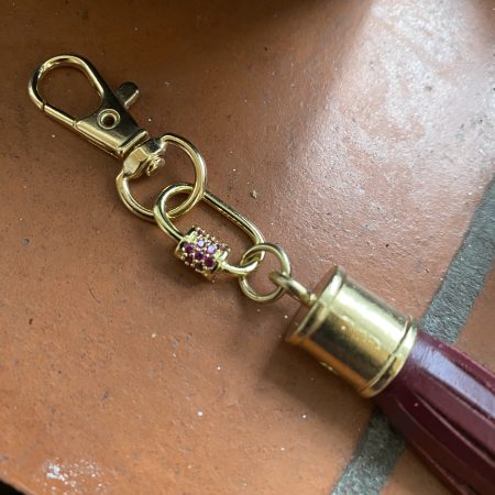 Stunning red Cubic zirconium bag charm/ tassel/ keyring