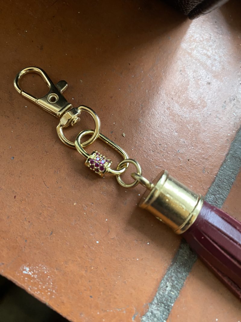 Stunning red Cubic zirconium bag charm/ tassel/ keyring