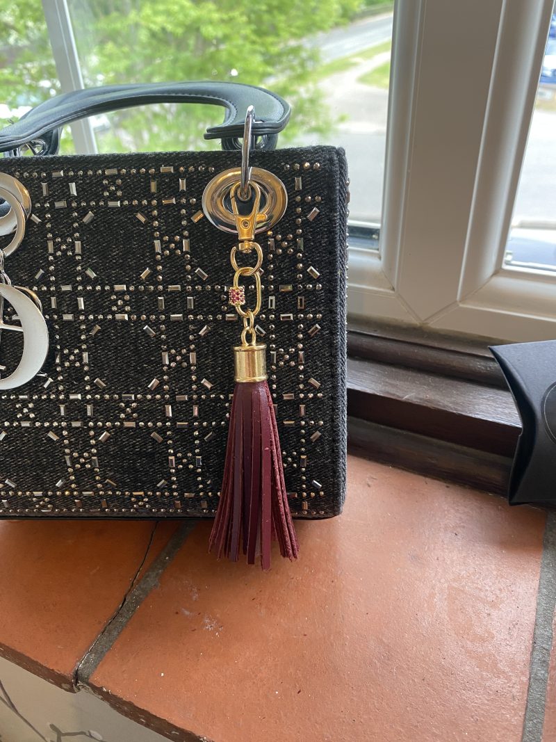 Stunning red Cubic zirconium bag charm/ tassel/ keyring