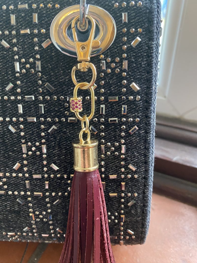 Stunning red Cubic zirconium bag charm/ tassel/ keyring