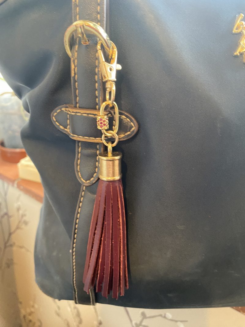 Stunning red Cubic zirconium bag charm/ tassel/ keyring