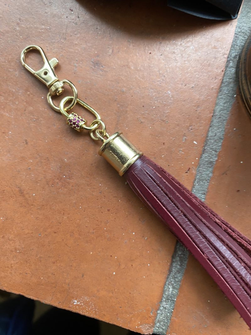 Stunning red Cubic zirconium bag charm/ tassel/ keyring