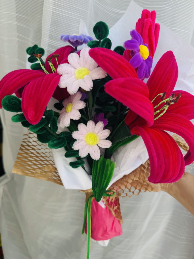 Electric pink - handmade flower bouquet