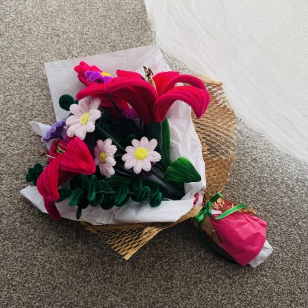 Electric pink - handmade flower bouquet