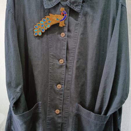 Beaded Sequined Peacock Zardozi Wirework Brooch with Acrylic Gems