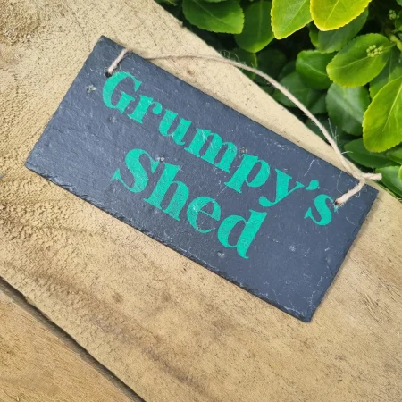 Hand Painted Reclaimed Slate Sign - Grumpy's Shed