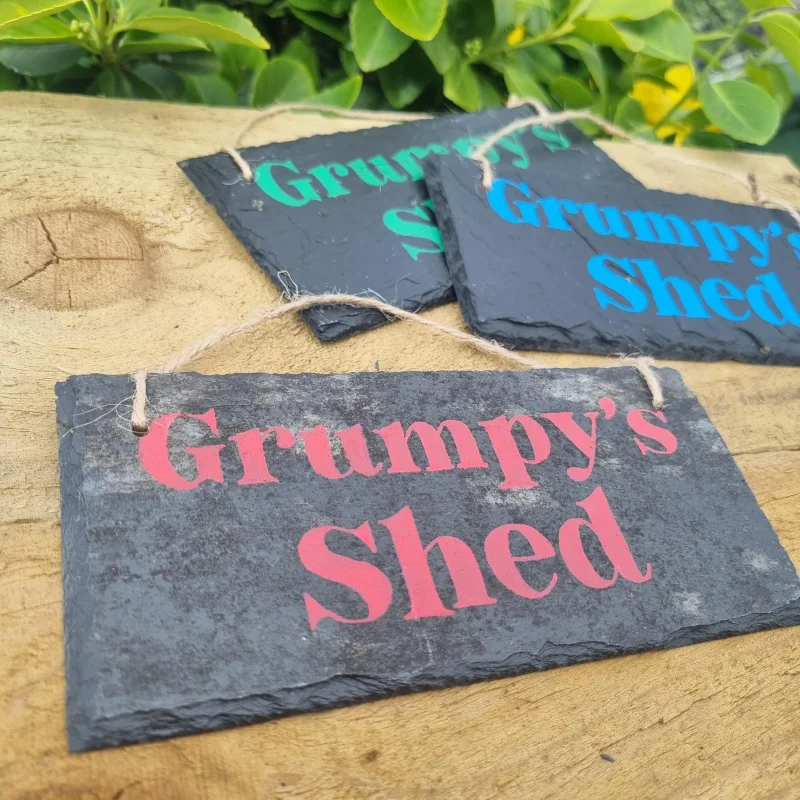 Hand Painted Reclaimed Slate Sign - Grumpy's Shed