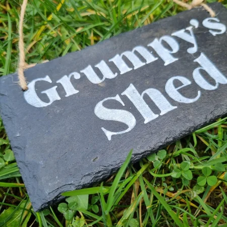 Hand Painted Reclaimed Slate Sign - Grumpy's Shed