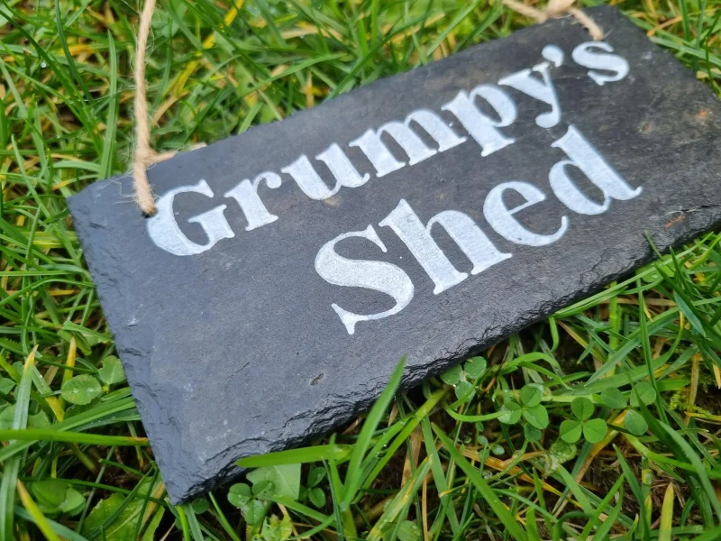 Hand Painted Reclaimed Slate Sign - Grumpy's Shed