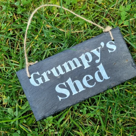 Hand Painted Reclaimed Slate Sign - Grumpy's Shed