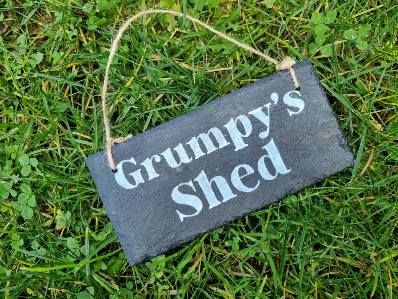 Hand Painted Reclaimed Slate Sign - Grumpy's Shed