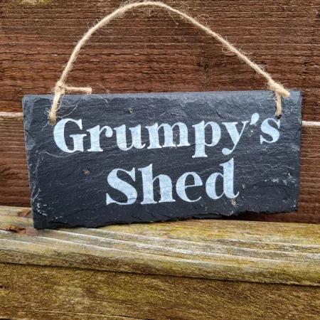Hand Painted Reclaimed Slate Sign - Grumpy's Shed