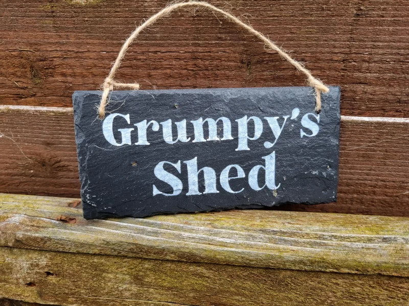 Hand Painted Reclaimed Slate Sign - Grumpy's Shed