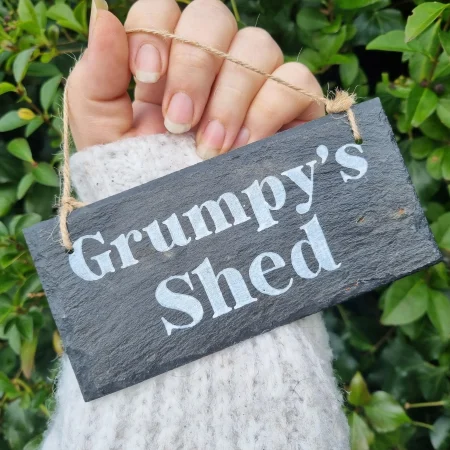 Hand Painted Reclaimed Slate Sign - Grumpy's Shed