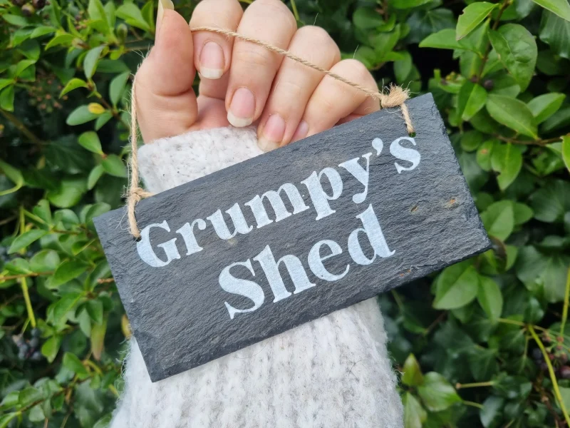 Hand Painted Reclaimed Slate Sign - Grumpy's Shed