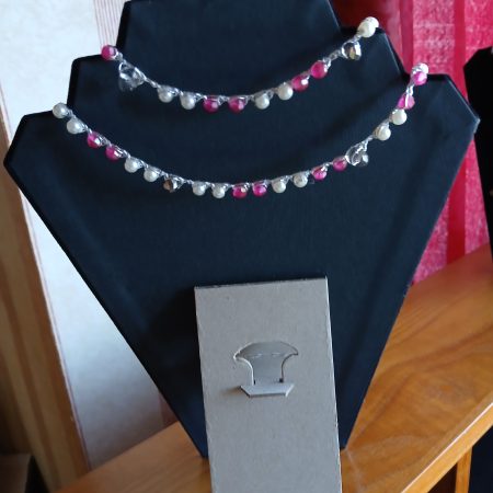 Handmade Wrap Necklace/Belt with Shades of Pink, Purple and Pearl