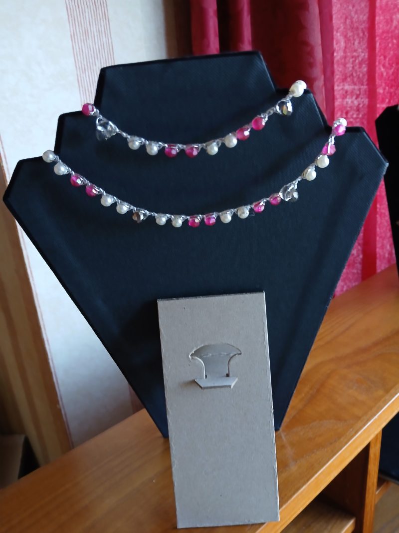 Handmade Wrap Necklace/Belt with Shades of Pink, Purple and Pearl