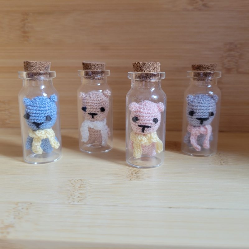 Whimsy Bear in a Bottle – Miniature Crochet Keepsake