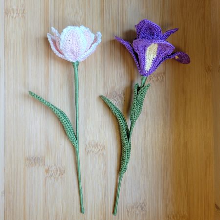 Crochet Flower in Wooden Vase – Iris or Parrot Tulip